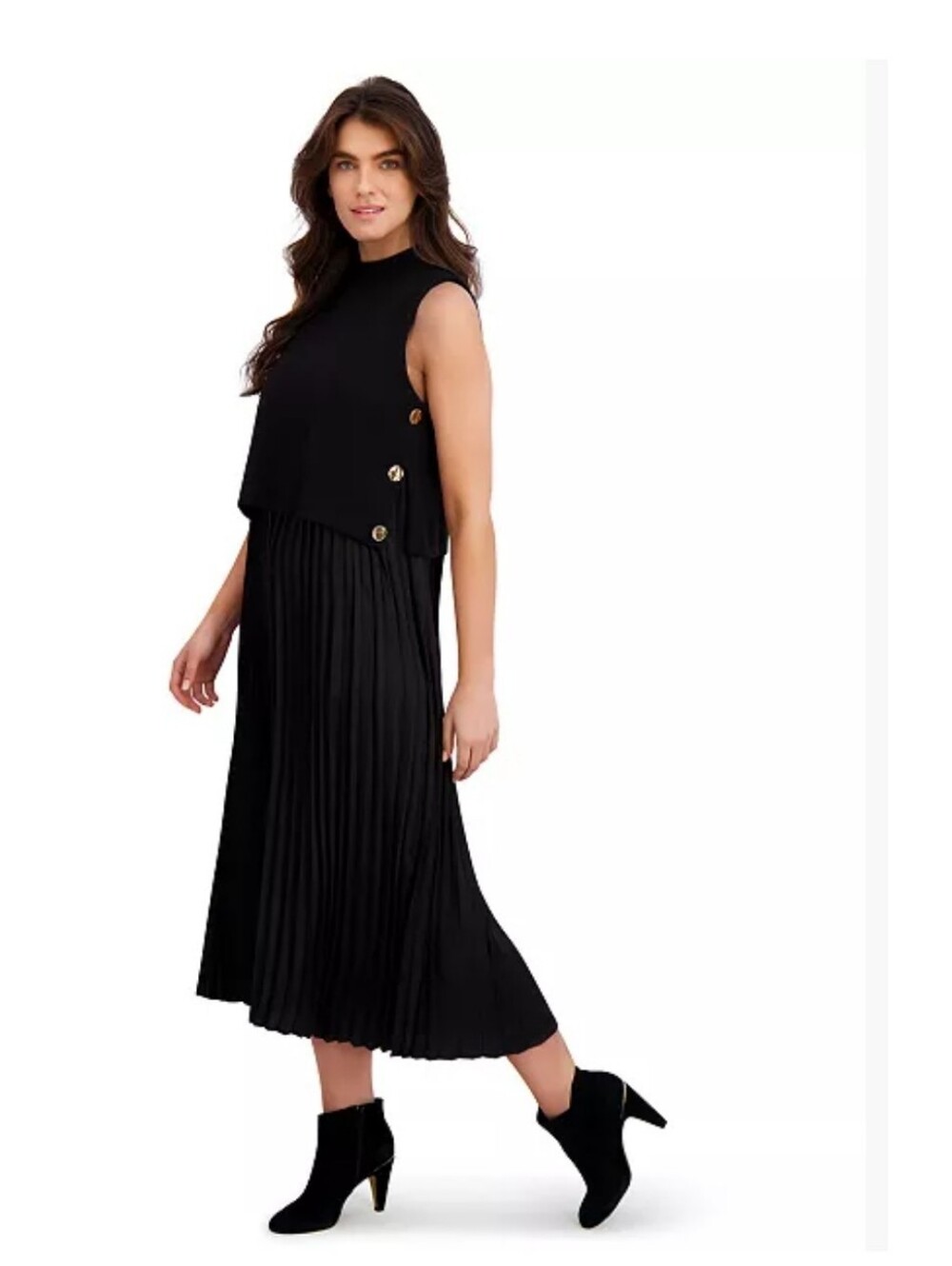 London Times Women's Black Dress Side Button Popover Size XL
